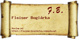 Fleiser Boglárka névjegykártya